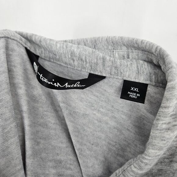 Travis Mathew Polo Shirt Mens XXL Short Sleeve Gray Striped Golf Performance - Picture 9 of 10